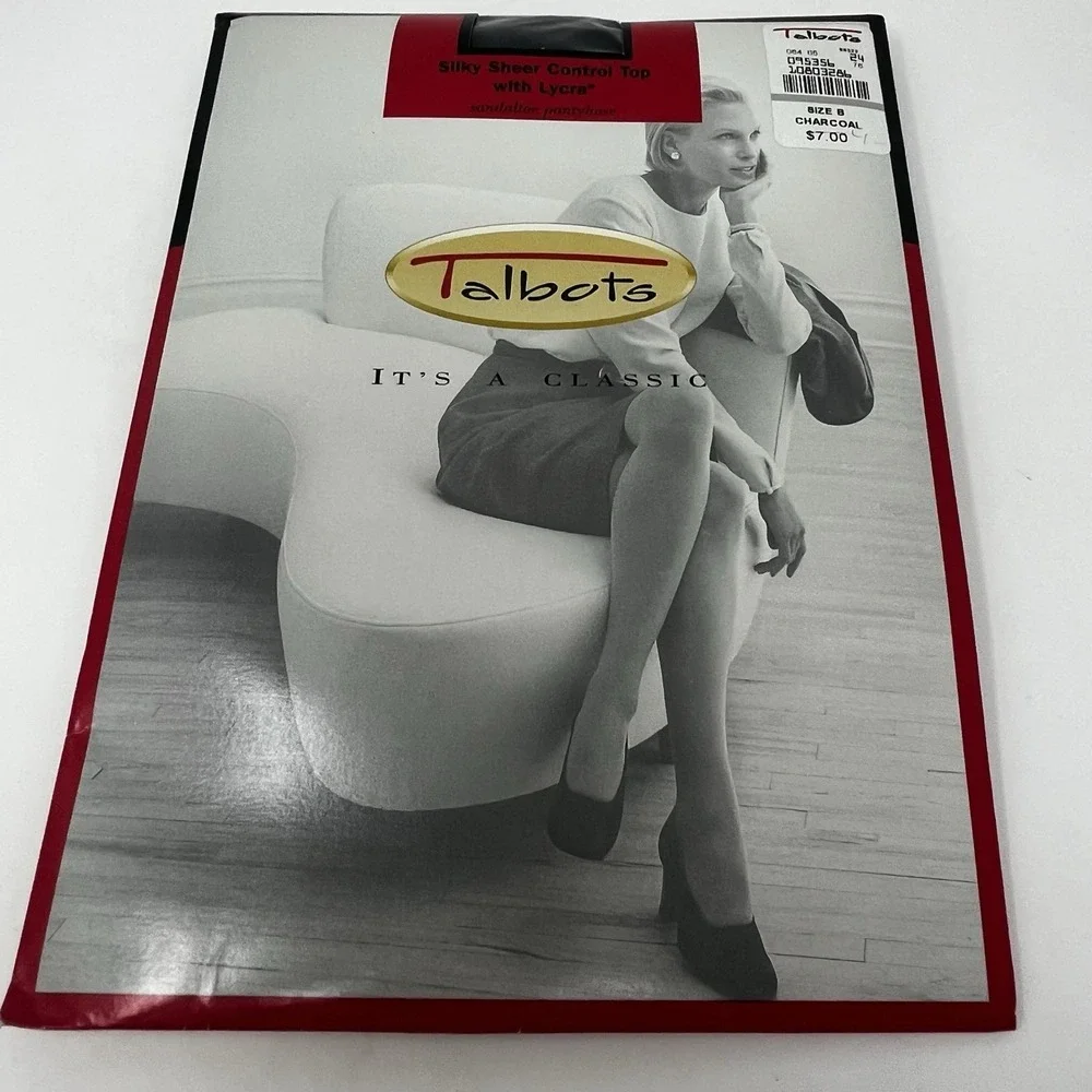 Talbots Women's Silky Sheer Control Top Pantyhose Size B Charcoal 20 Denier